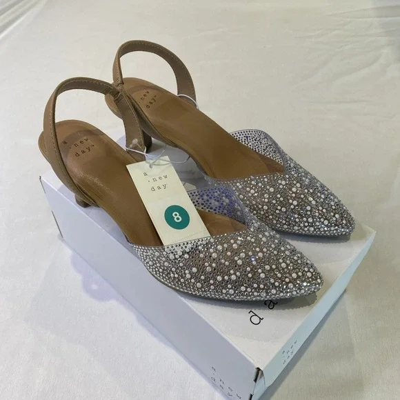 NEW A New Day Women's Isabel Embellished Slingback Heels - Size 8 - Picture 9 of 12